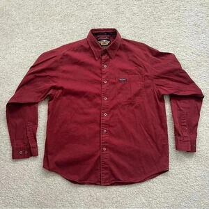 Harley-Davidson Shirt Long Sleeve Red Embroidered Logo Motorcycle Pocket Men L